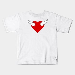 Winged Red Heart 03 White Kids T-Shirt